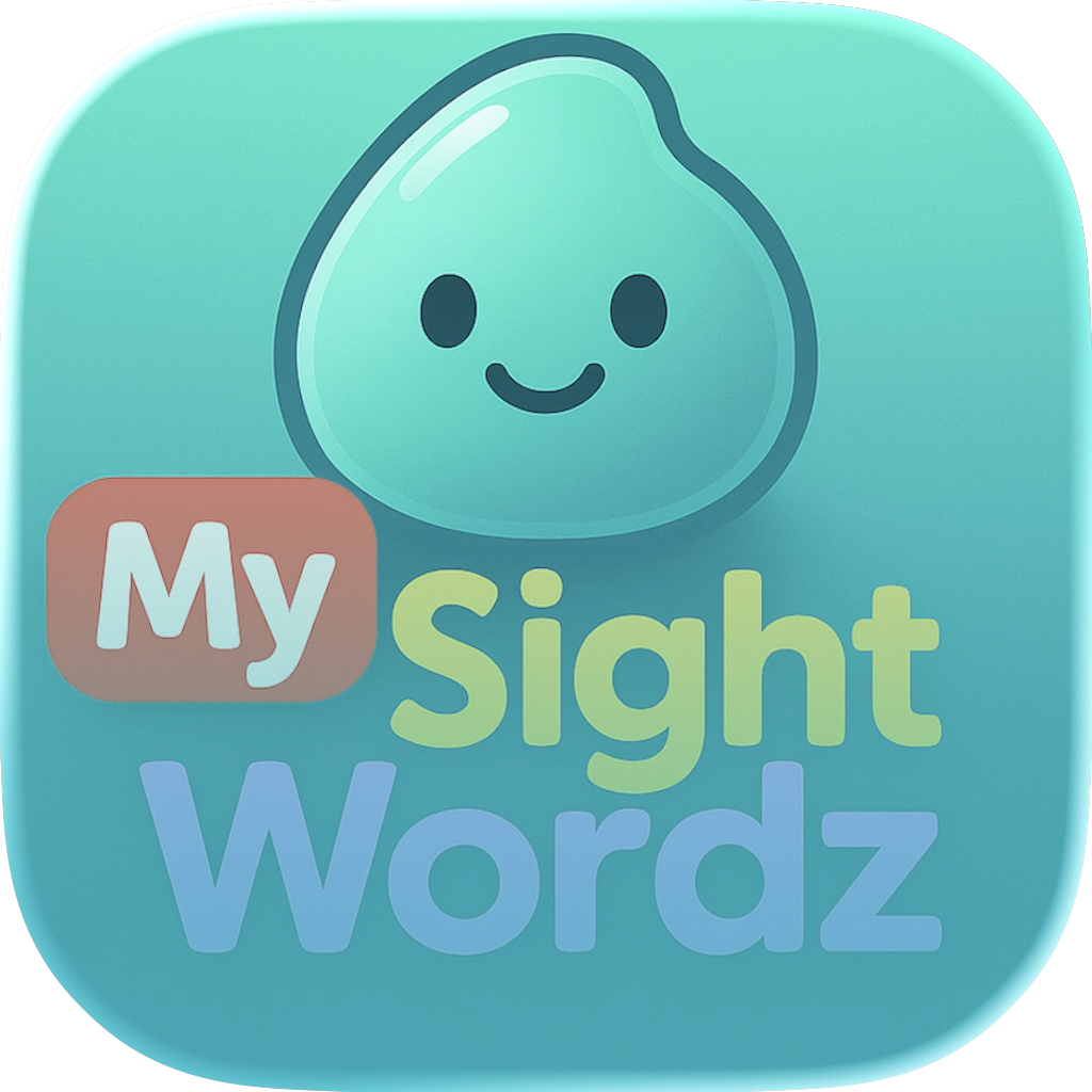 MySightWordz app showing custom sight word practice on iPhone